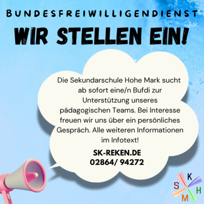 Bufdi gesucht - wir stellen ein! (Bild vergrößern)