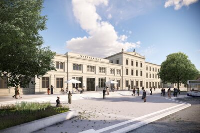 Konzept des künftigen Bahnhofsempfangsgebäudes (Bild vergrößern)