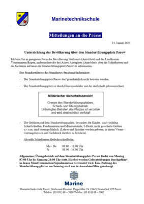 Unterrichtung der Bevölkerung über den Standortübungsplatz Parow (Bild vergrößern)