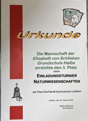 3. Platz beim Einladungsturnier -Naturwissenschaften