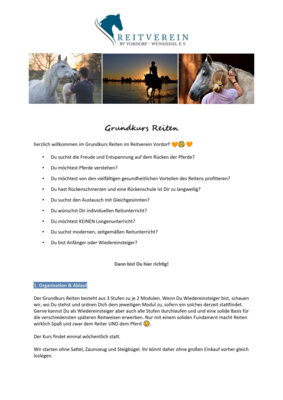 Grundkurs Reiten (Bild vergrößern)