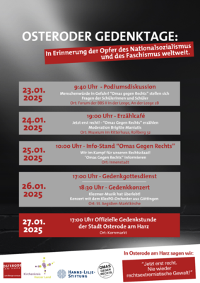 Osteroder Gedenktage 2025 - In Erinnerung der Opfer des Nationalsozialismus und des Faschismus weltweit