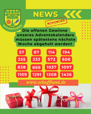 Dringender Aufruf: Gewinne müssen abgeholt werden!