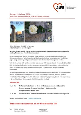 Dresden 13. Februar 2025  Aufruf zur Menschenkette „Zukunft durch Erinnern“ (Bild vergrößern)