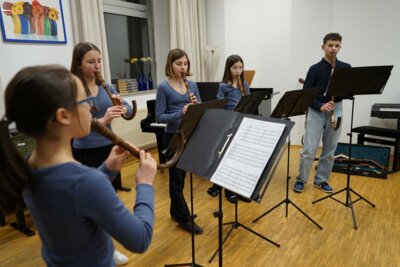Alte Musik auf Krummhörnern beim Schülerkonzert am 14.01.2025