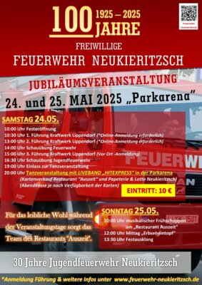 Jubiläumsfeier der Feuerwehr Neukieritzsch vom 24.05. bis 25.05.2025