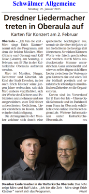 Meldung: Ich bin die Zeit - MIRO singt Ericht Kästner