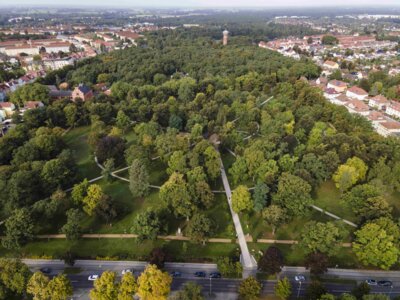 Luftbild des Clara-Zetkin-Parks I Foto: Torsten Kaiser (Bild vergrößern)