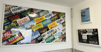 Foto zur Meldung: Eingangsbereich freundlicher durch neue Wandbekleidung