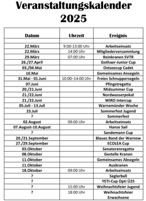 Veranstaltungskalender 2025 (Bild vergrößern)