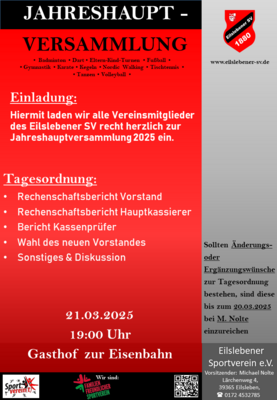 Meldung: Jahreshauptversammlung 2025
