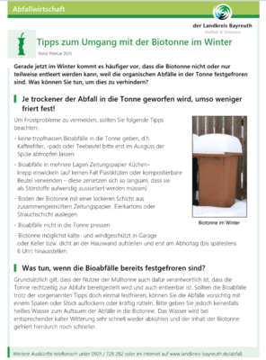 Tipps zum Umgang mit der Biotonne im Winter (Bild vergrößern)