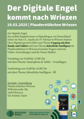 Digitales Wissen für Ältere: Der Digitale Engel kommt nach Wriezen ins Plauderstübchen