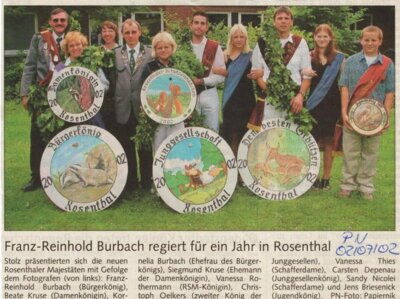 Rosenthal neue Majestäten 2002 (Bild vergrößern)