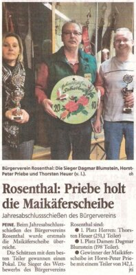 Maikäferscheibe Jahresabschlußschießen 2010 (Bild vergrößern)