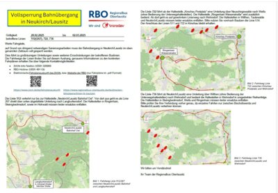 Informationen und Umleitungen zu den betreffenden Linien 512,722,736 (Bild vergrößern)