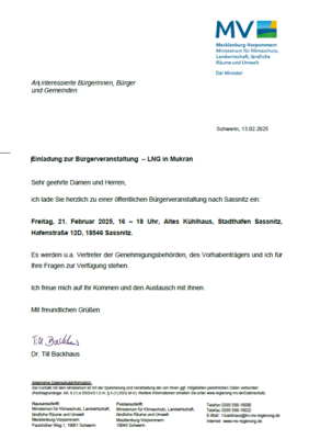 Einladung zur Bürgerveranstaltung - LNG in Mukran