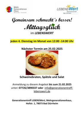 Mittagsglück im Generationentreff LEBENSWERT