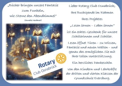 Ein Dankeschön für die Bücherspende an den Rotary Club Osnabrück