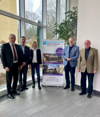 KHDS Geschäftsführer Guido Wernert, stv. Geschäftsführer Jörg Geenen, Jenny Groß (MdL), Harald Orthey und Rolf-Peter Leonhardt (KHDS Verwaltungsratsvorsitzender)