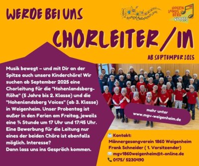 Werde Chorleiter/in unserer Nachwuchschöre! (Bild vergrößern)