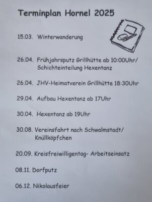 Terminplan Hornel 2025 (Bild vergrößern)