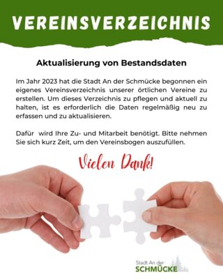 Vereinsverzeichnis - Aktualisierung von Bestandsdaten (Bild vergrößern)