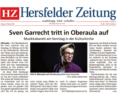Meldung: Sven Garrecht tritt in Oberaula auf