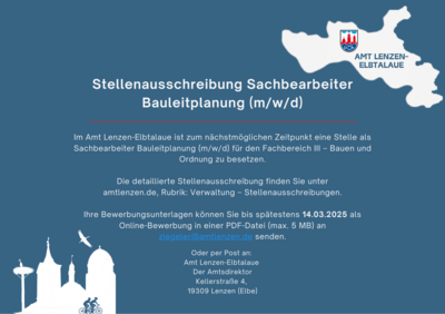 Foto zur Meldung: Stellenausschreibung Sachbearbeitung Bauleitplanung