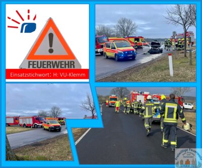 Verkehrsunfall mit eingeklemmter Person