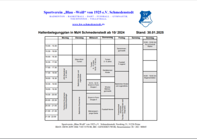 Neuer Hallenbelegungsplan (Bild vergrößern)