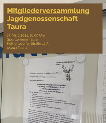 Meldung: Mitgliederversammlung Jagdgenossenschaft Taura