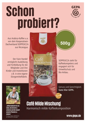 Schon probiert? Aktion der GEPA im März 2025: Café Milde Mischung (Bild vergrößern)