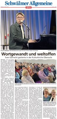 Meldung: Sven Garrecht gastierte in der Kulturkirche Oberaula