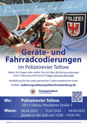 Fahrradcodierung im Polizeirevier Teltow - Termine 2025