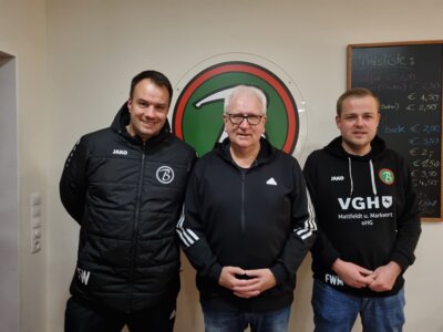 Der neue Fußball-Vorstand v.l.. mit Dirk Schaeffer, Adrian Liegmann und Frederik Wülbers-Mindermann; (Bild vergrößern)