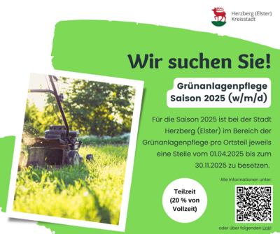 Stellenausschreibung Mitarbeiter Grünanlagenpflege