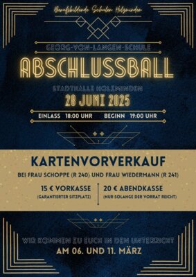 Abschlussball am 28. Juni - Karten ab sofort erhältlich!