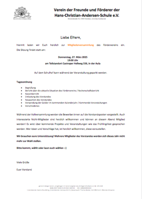 Einladung des Fördervereins
