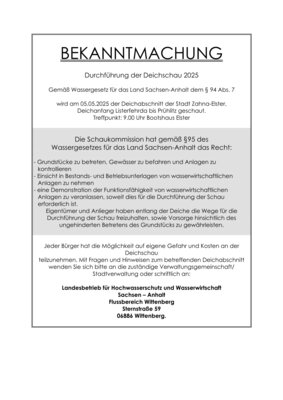 Meldung: Durchführung der Deichschau 2025
