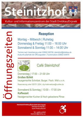 Öffnungszeiten Steinitzhof (Bild vergrößern)