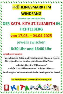Meldung: Frühlingsmarkt im Windfang des Kindergartens Fichtelberg