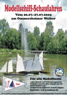 Modellschiff-Schaufahren am 26. und 27. Juli 2025 auf dem Ommersheimer Weiher