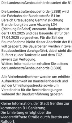 Meldung: Landesstraßenbaubehörde saniert die B1