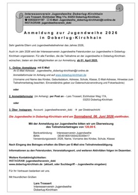 Info Anmeldung (Bild vergrößern)