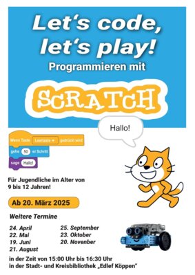 Neues Angebot: Let´s code, let´s play! Programmieren mit Scratch (Bild vergrößern)