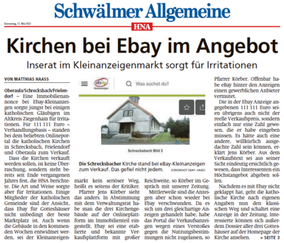 Meldung: Kirchen bei Ebay im Angebot