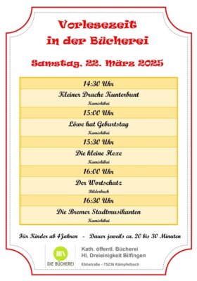 Vorlesenachmittag in der Bücherei am 22.03.2025 (Bild vergr&ouml;&szlig;ern)