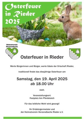 Foto zur Meldung: Osterfeuer 2025 in Rieder ab 18.00 Uhr