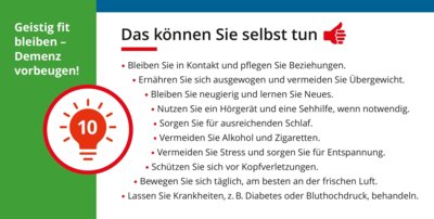 „Geistig fit bleiben – mit 10 Maßnahmen Demenz vorbeugen“
